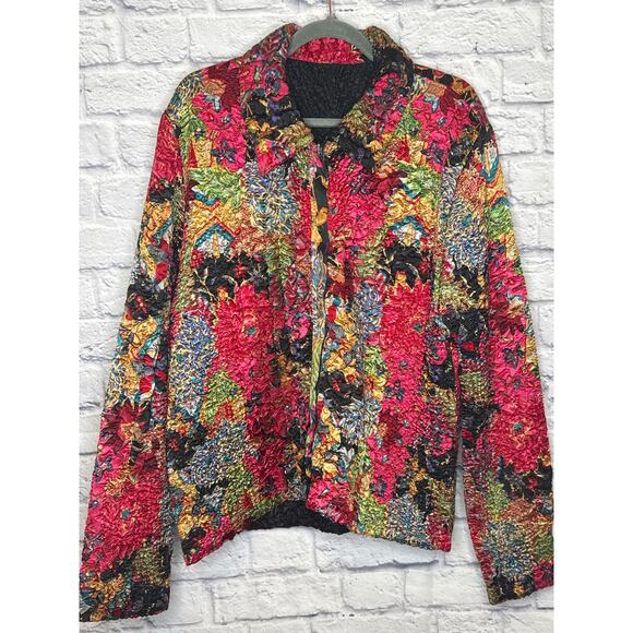 Reversible Magic Scarf Multicolor/Black Full Zip Jacket SZ XL w/Pockets - Picture 1 of 4